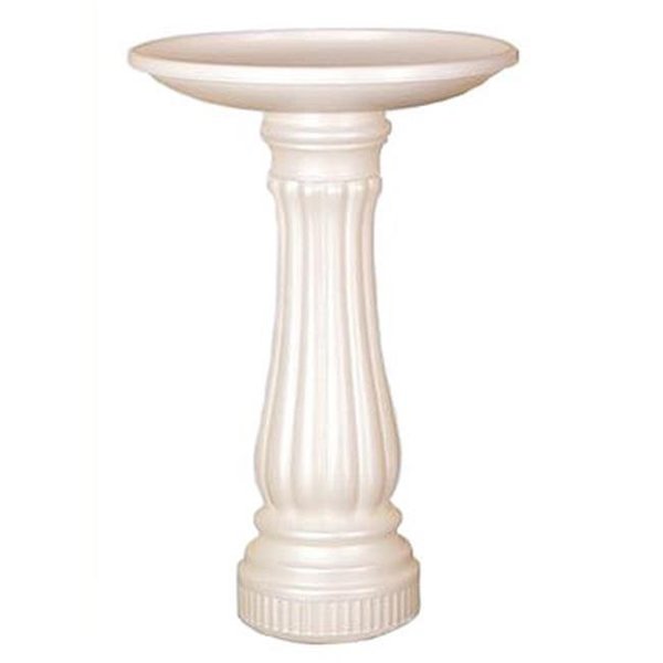 Gan Eden 61010 Round Resin Bird Bath; White GA29996